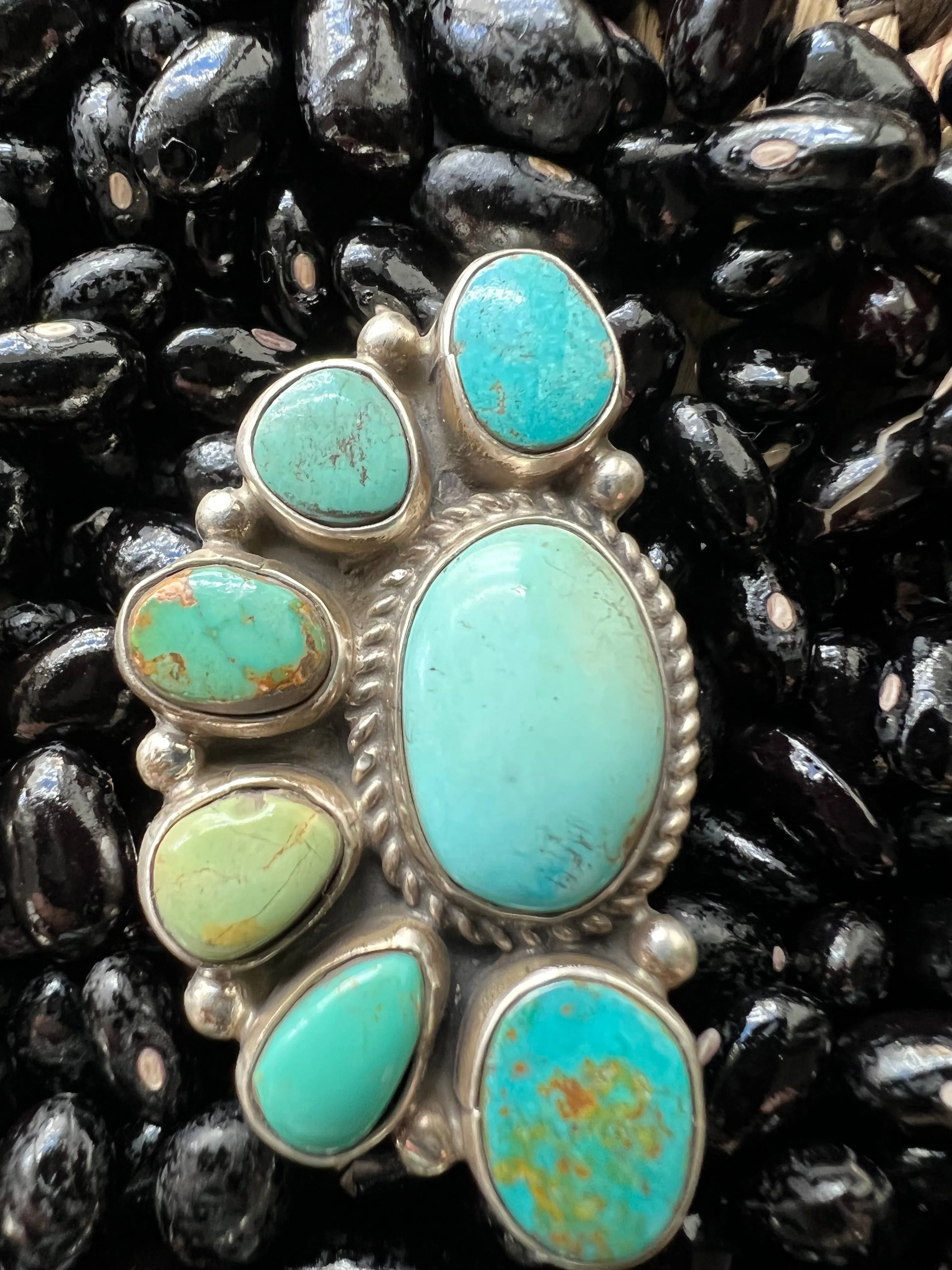 Turquoise Multi Half Cluster Ring