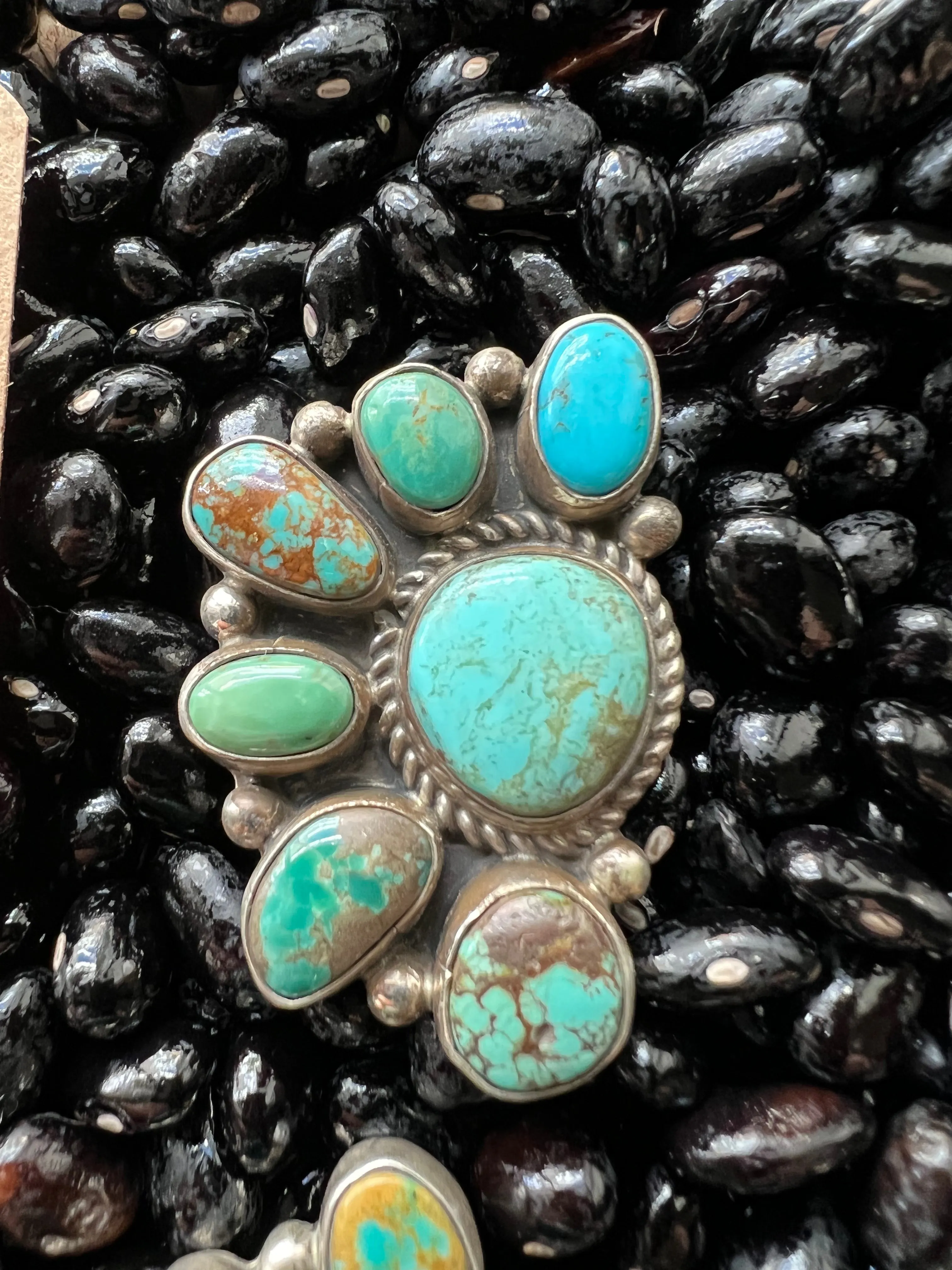 Turquoise Multi Half Cluster Ring