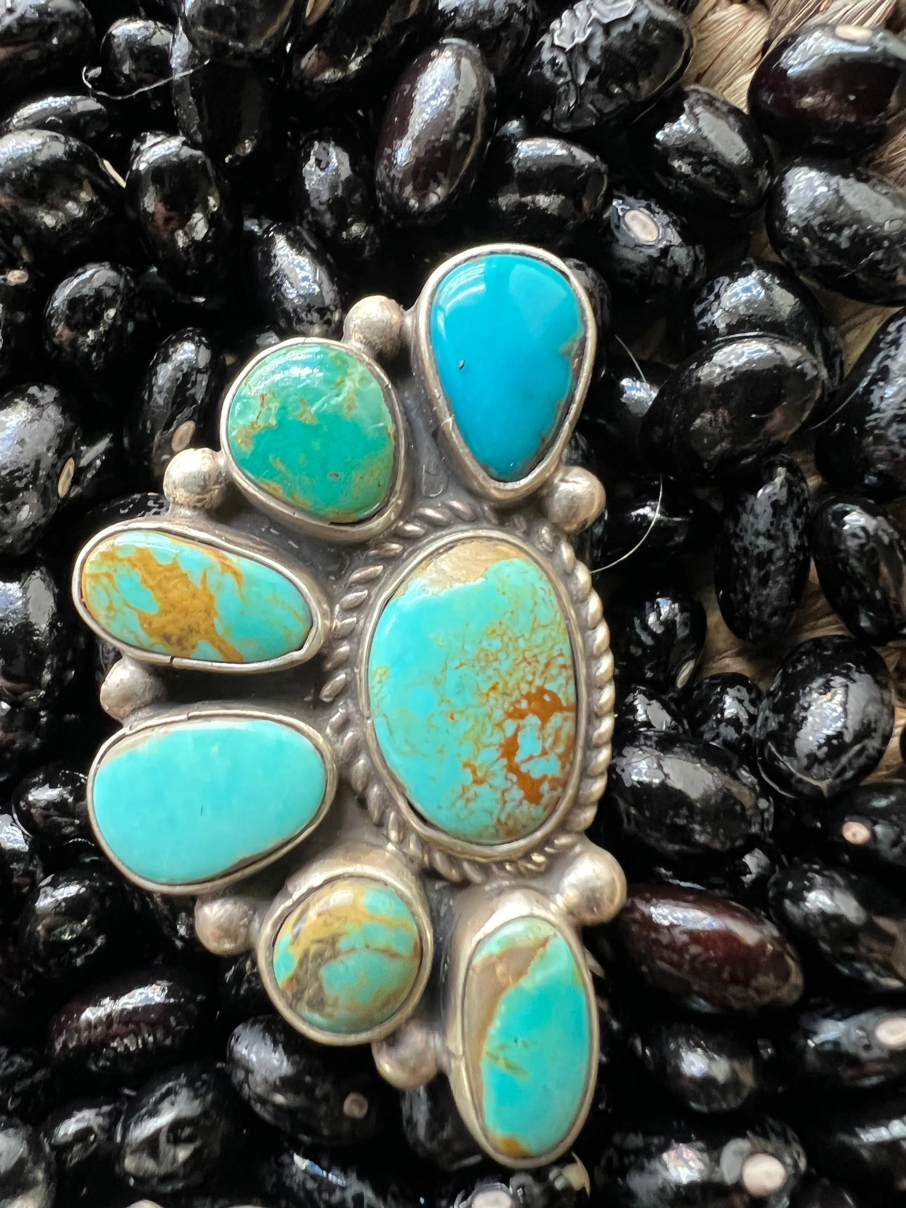 Turquoise Multi Half Cluster Ring