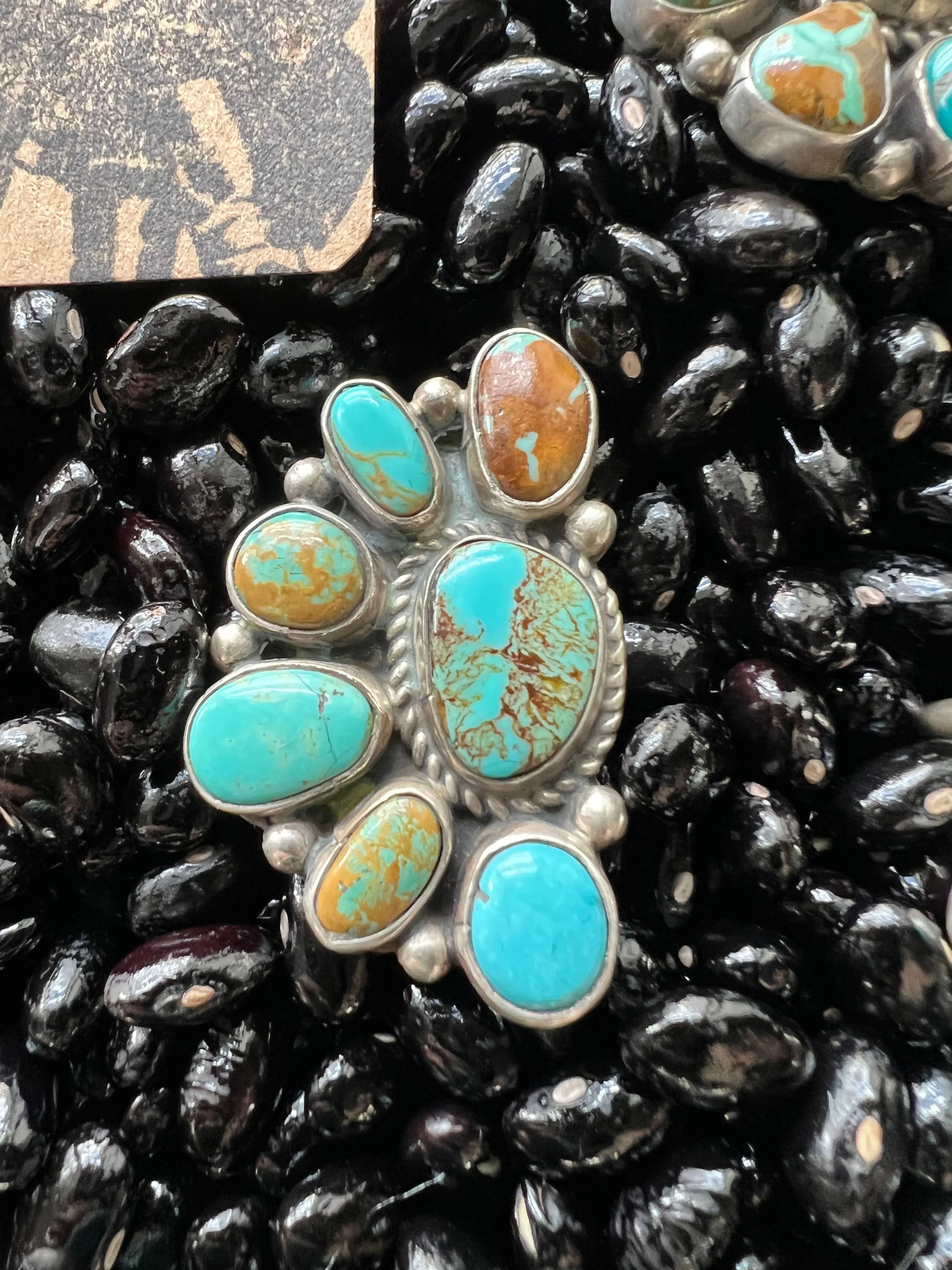 Turquoise Multi Half Cluster Ring