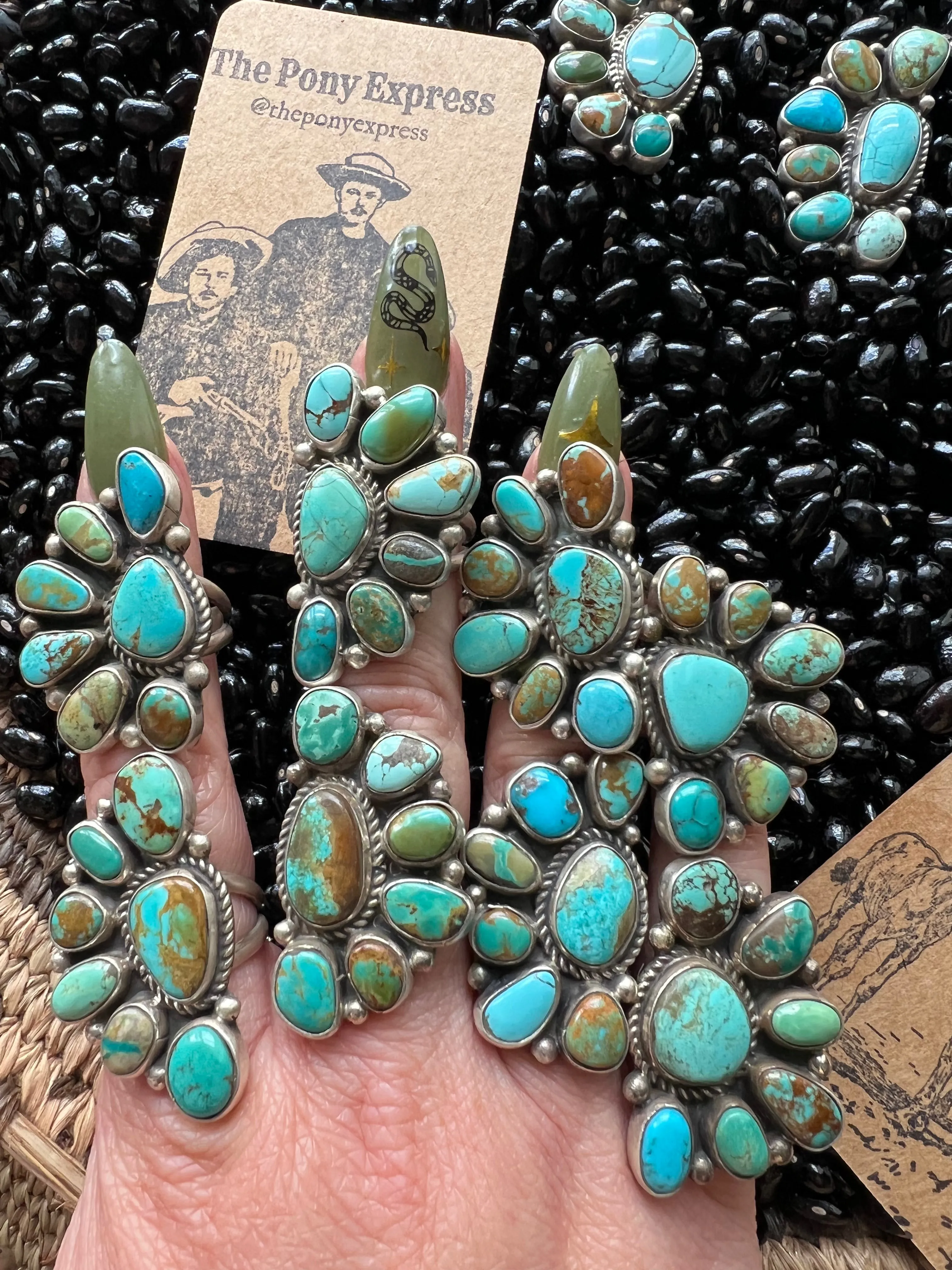 Turquoise Multi Half Cluster Ring
