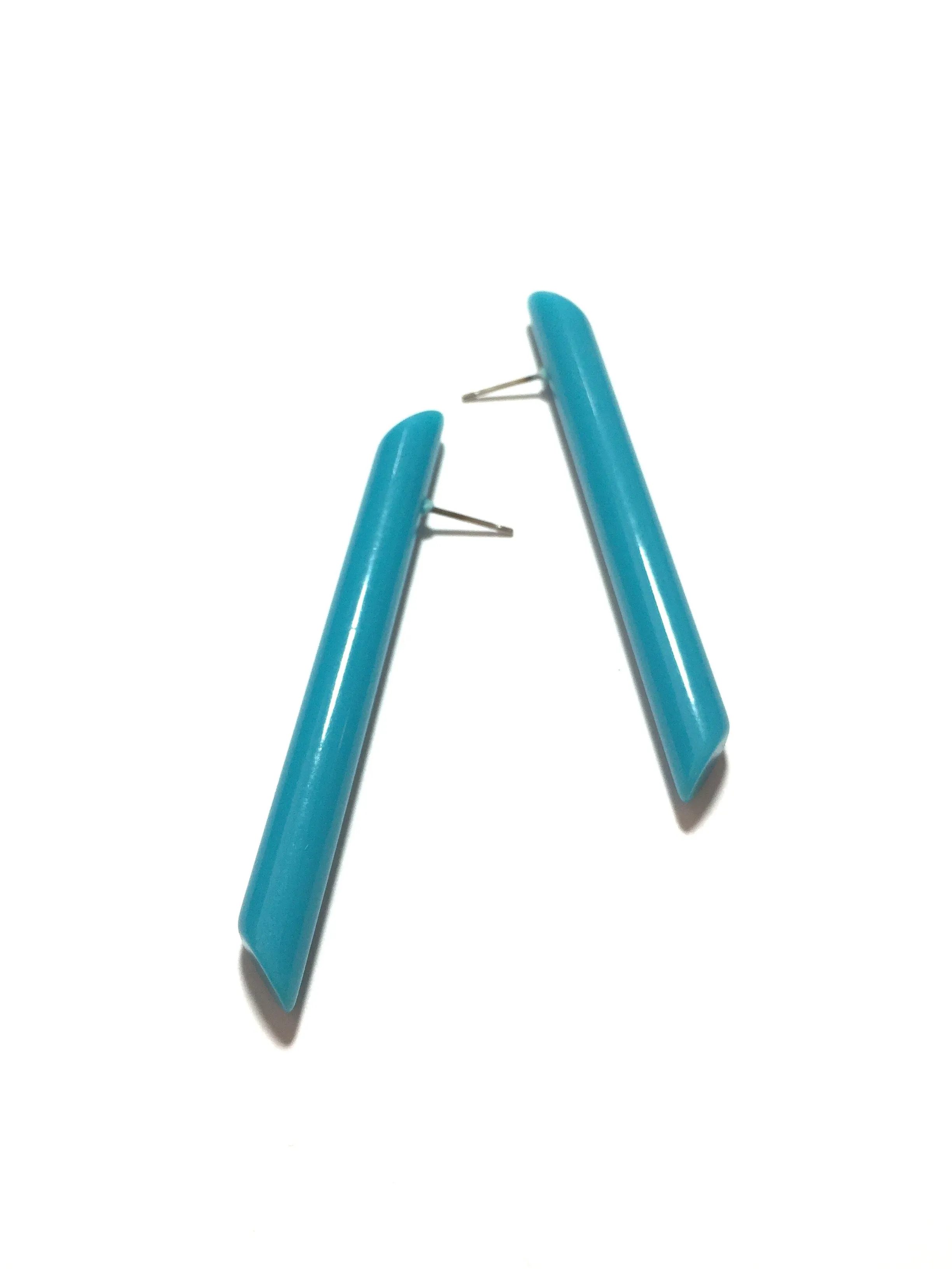 Turquoise Skinny Couture Stick Stud Earrings