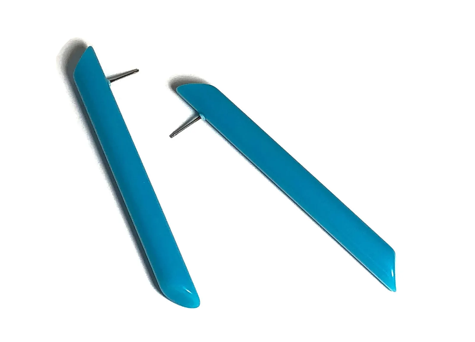 Turquoise Skinny Couture Stick Stud Earrings