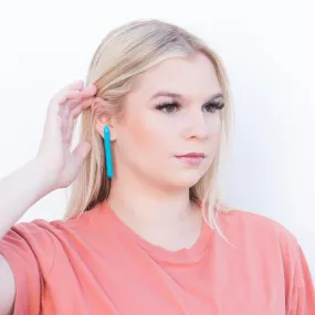 Turquoise Skinny Couture Stick Stud Earrings