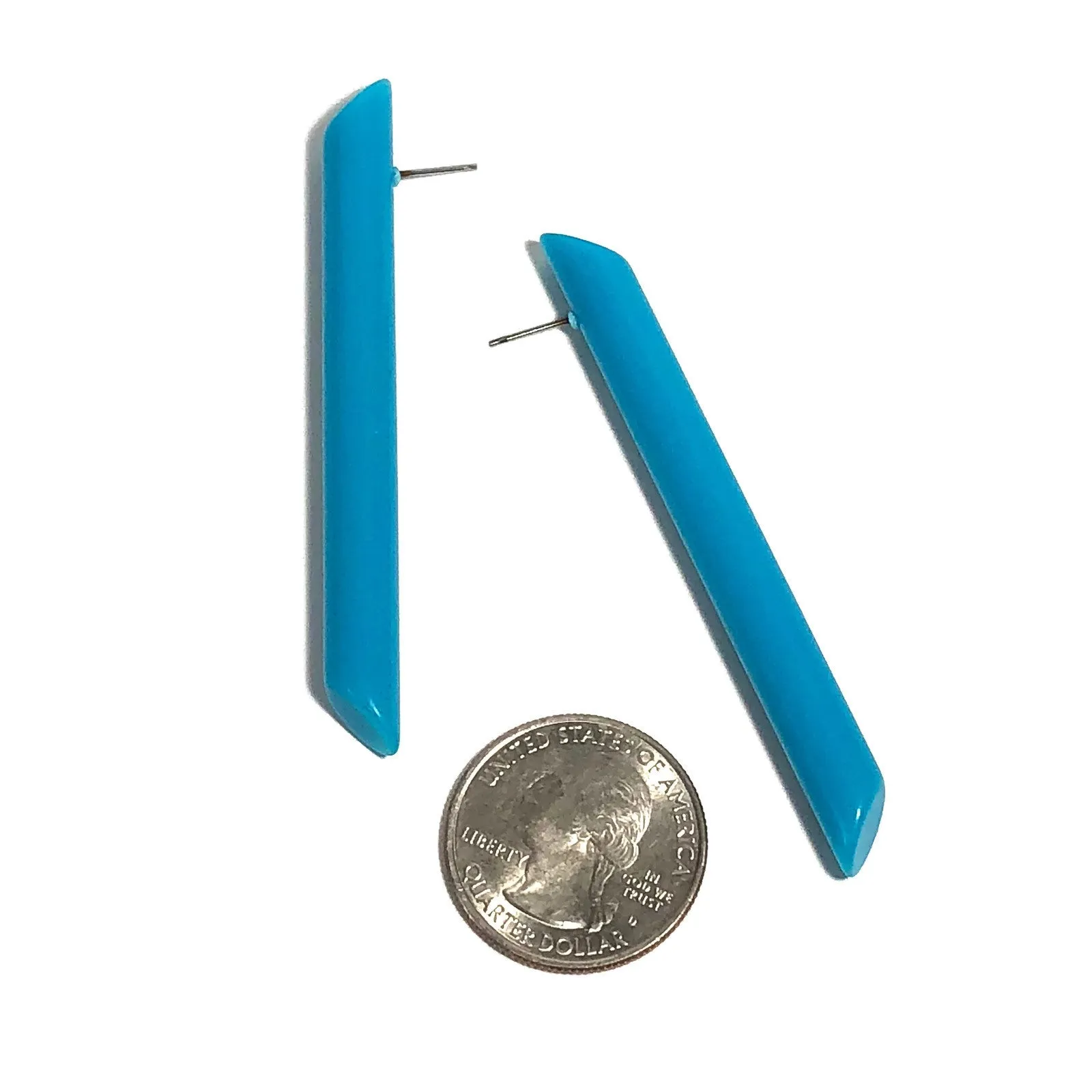 Turquoise Skinny Couture Stick Stud Earrings