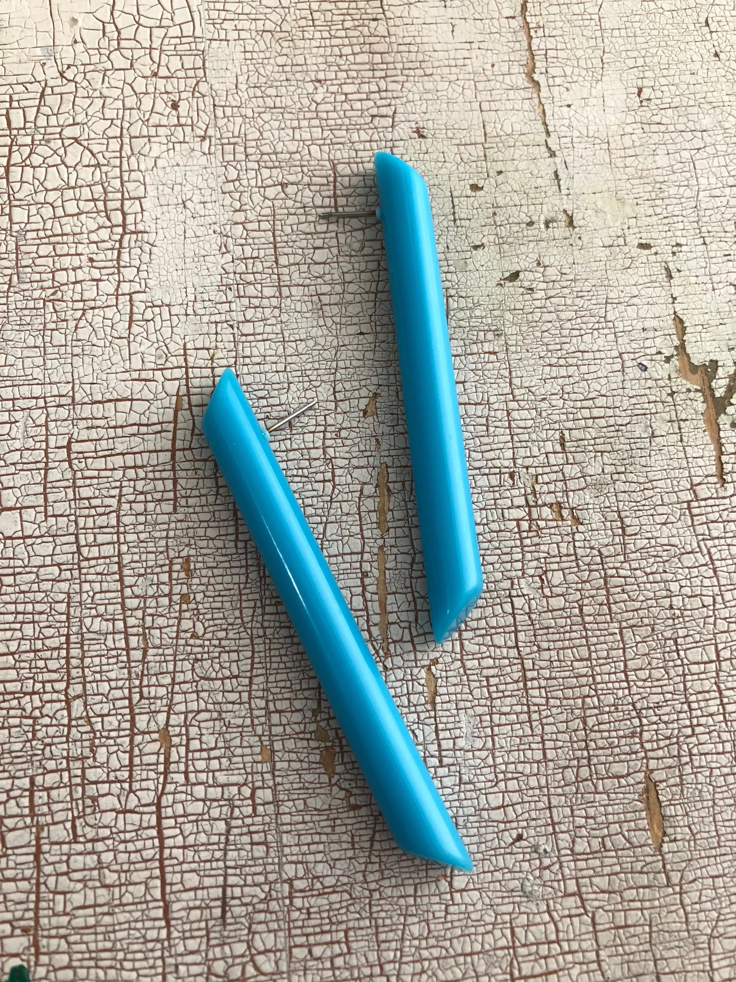 Turquoise Skinny Couture Stick Stud Earrings