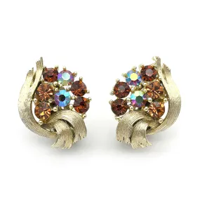 【USA輸入】ヴィンテージ リスナー ラインストーン イヤリング/Vintage LISNER Amber Rhinestones Clip On Earrings