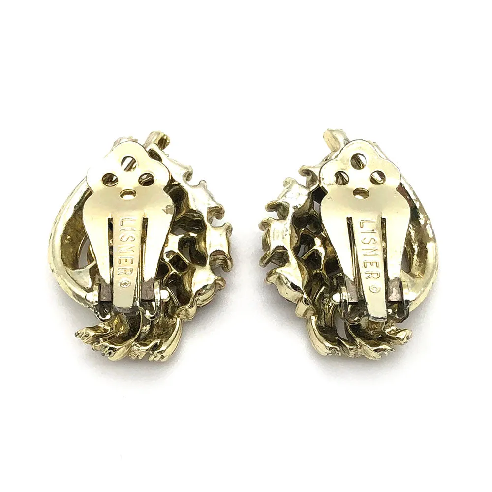 【USA輸入】ヴィンテージ リスナー ラインストーン イヤリング/Vintage LISNER Amber Rhinestones Clip On Earrings