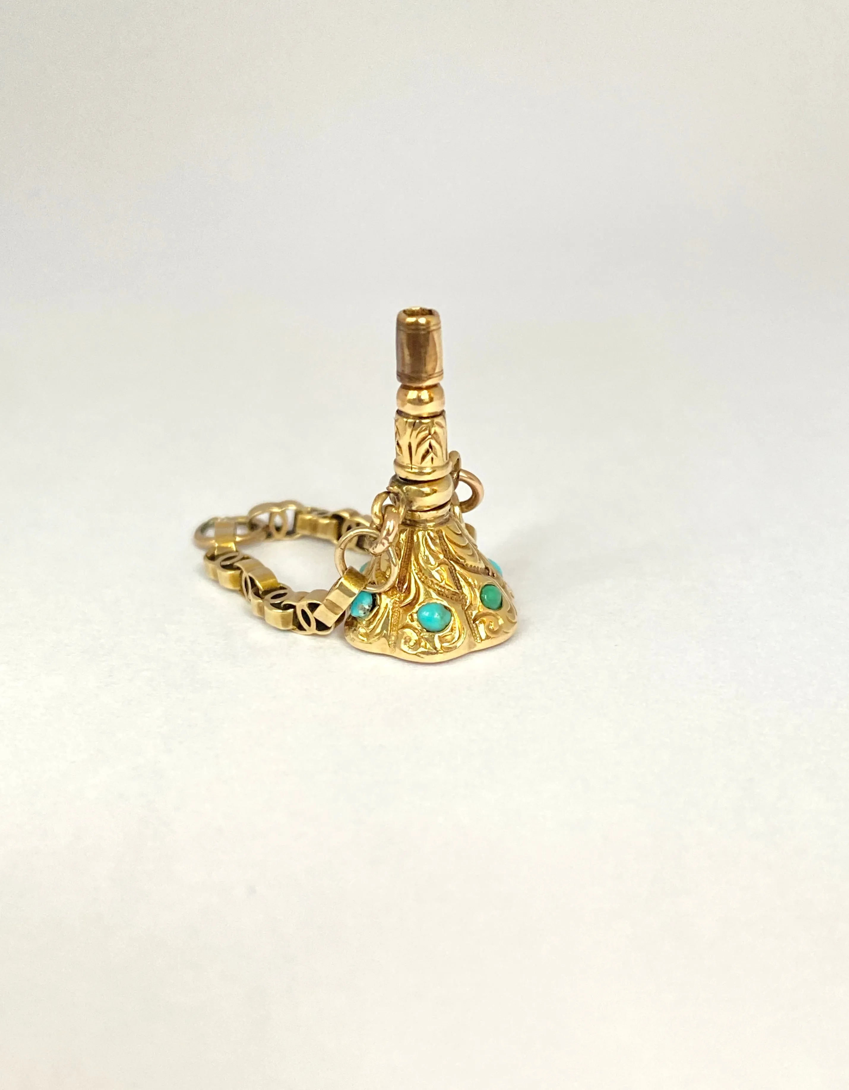 Victorian 15ct Gold Watch Key /Seal Pendant (Forget me not)
