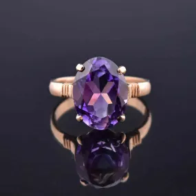 Vintage 14K Rose Gold Oval 4 CTW Amethyst Ring
