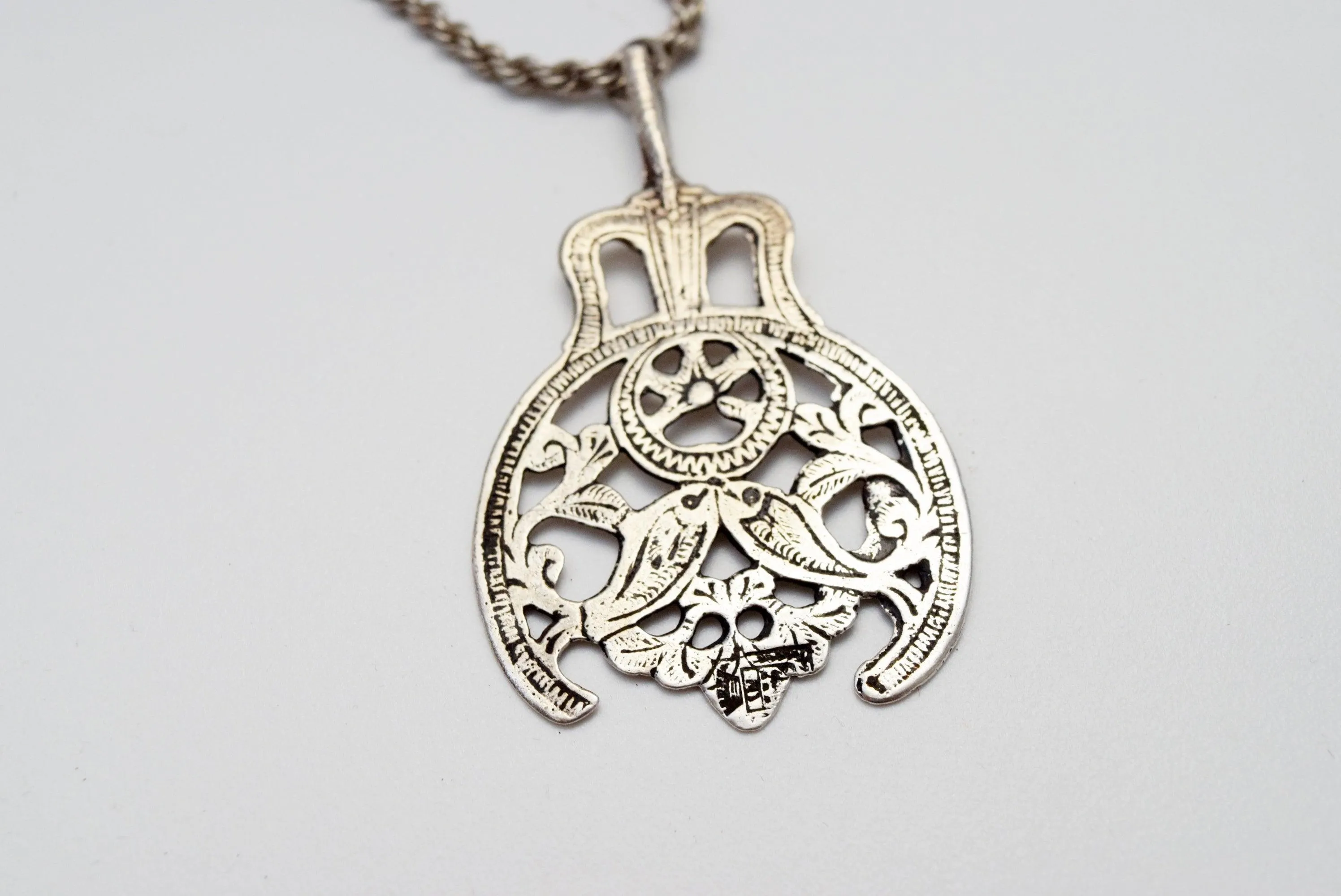 Vintage Berber Silver Salhayat Pendant with Rope Chain