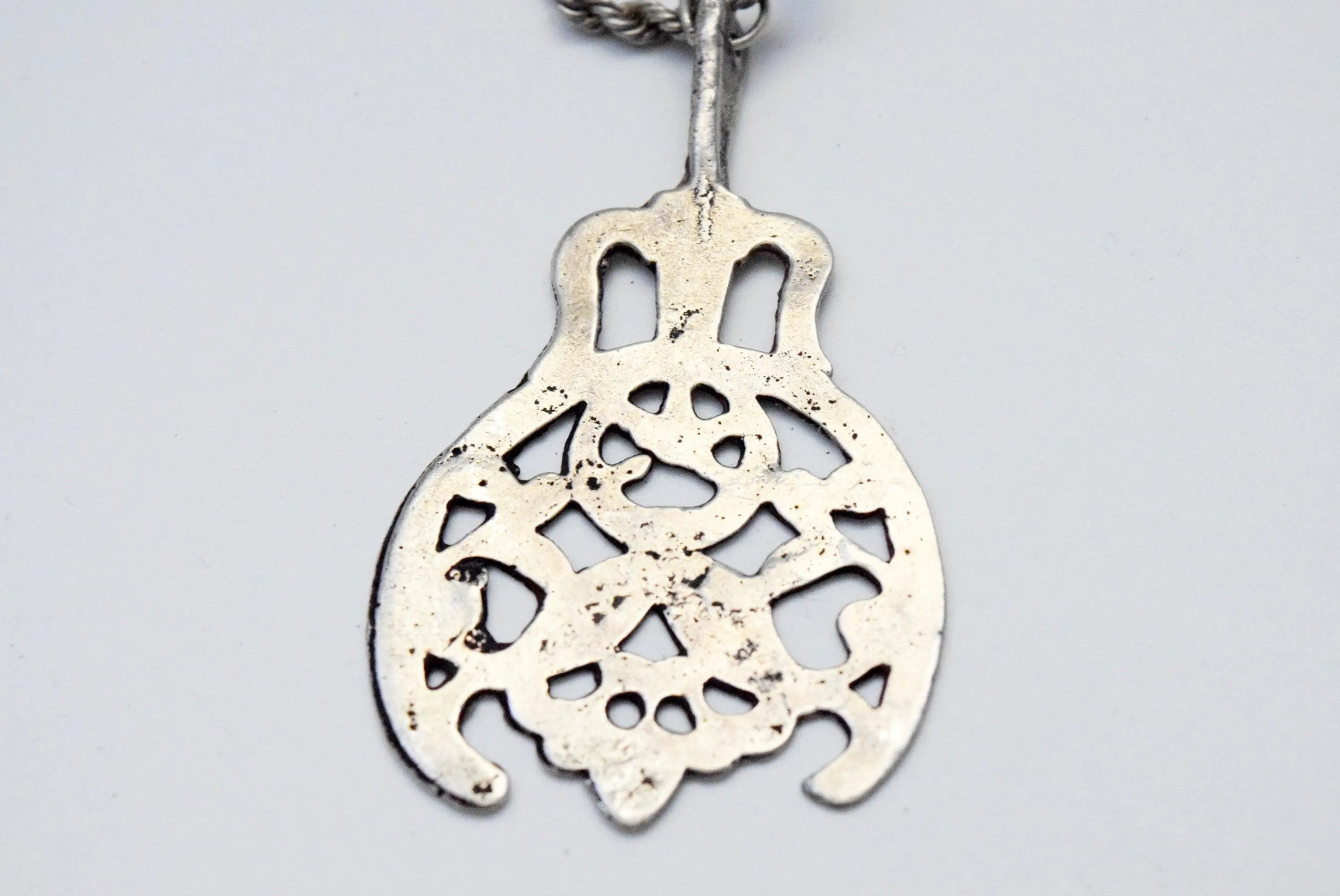 Vintage Berber Silver Salhayat Pendant with Rope Chain