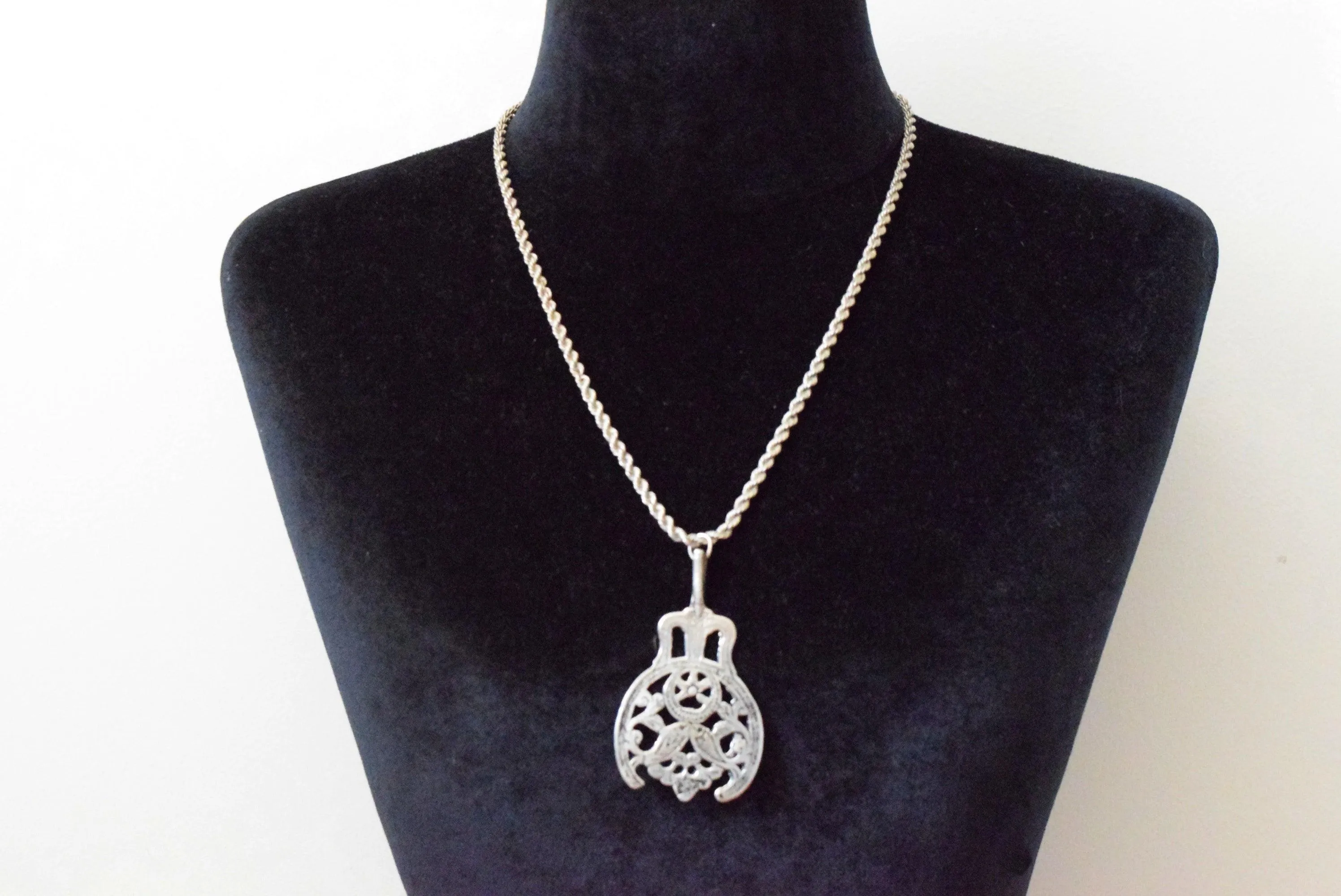 Vintage Berber Silver Salhayat Pendant with Rope Chain