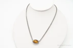 Vintage Designer Lori Bonn Tigers Eye Sterling Silver Necklace