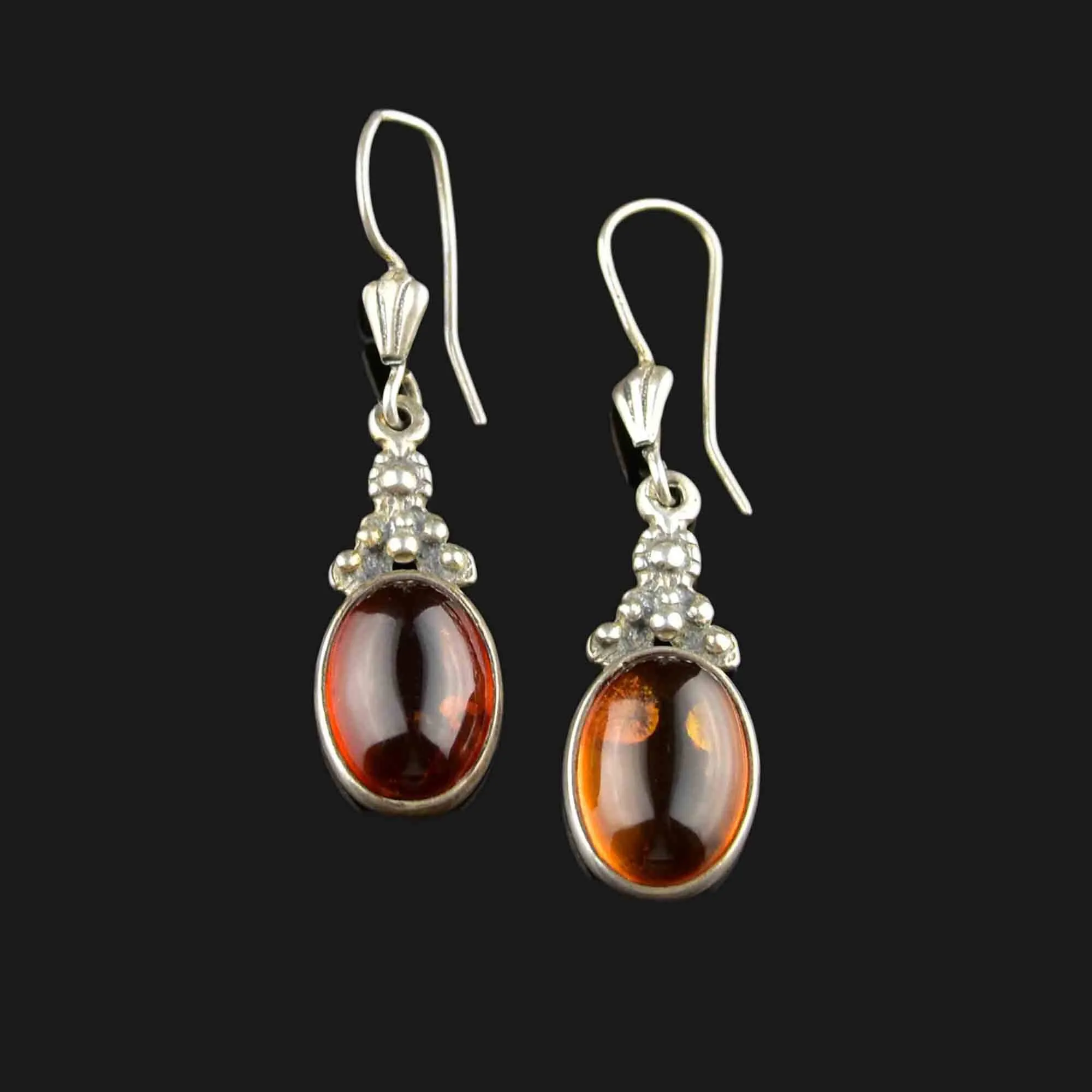 Vintage Silver Baltic Amber Statement Earrings