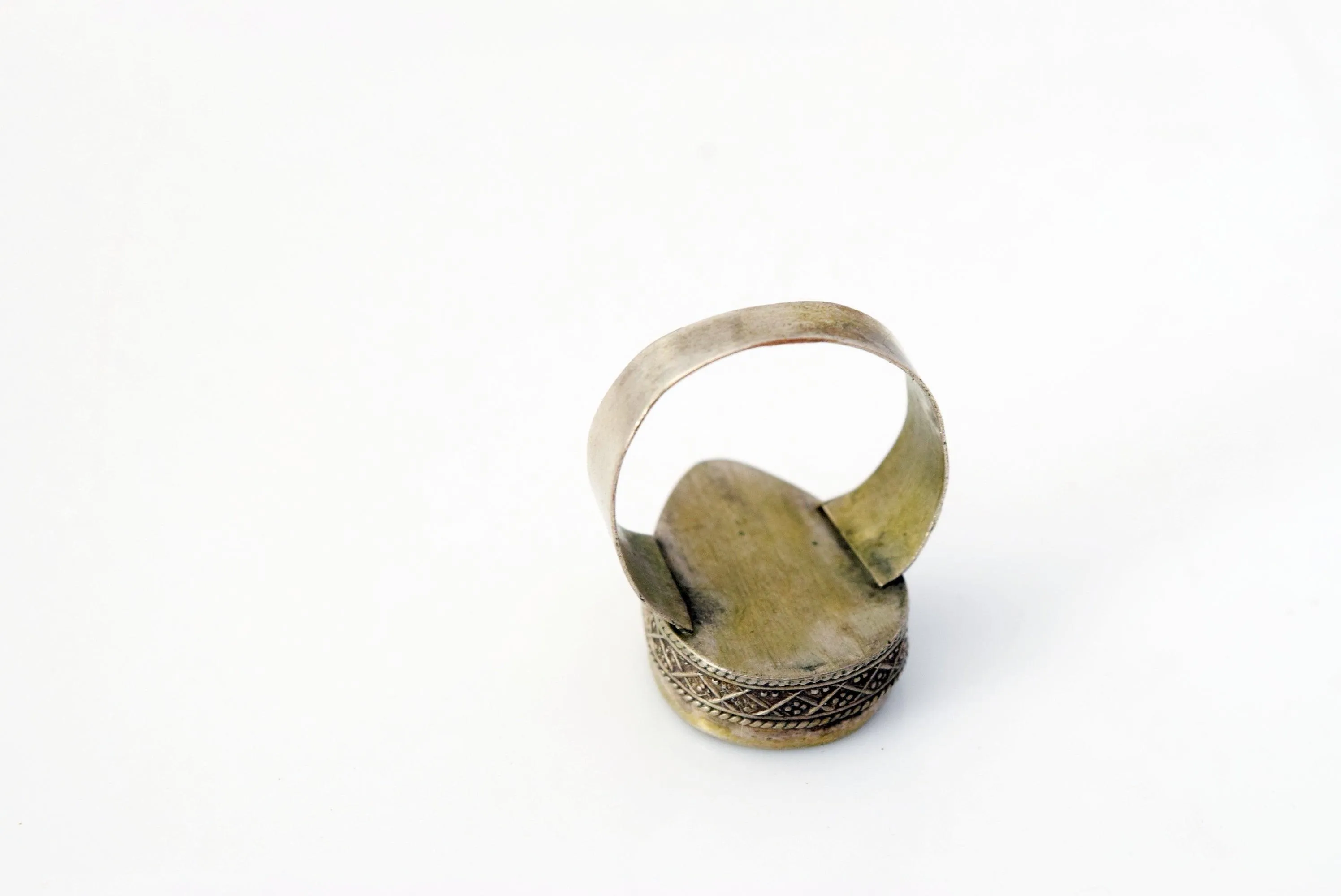 Vintage Tribal Afghan Kazakh Style Silver Ring Size 8 1/2