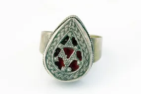 Vintage Tribal Afghan Kazakh Style Silver Ring Size 8 1/2