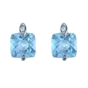 weiß 9 Karat Gold 1.20ct Karat Blue Topas & Diamant Quadrat