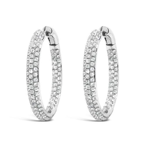 White Sapphire Hoop Earrings