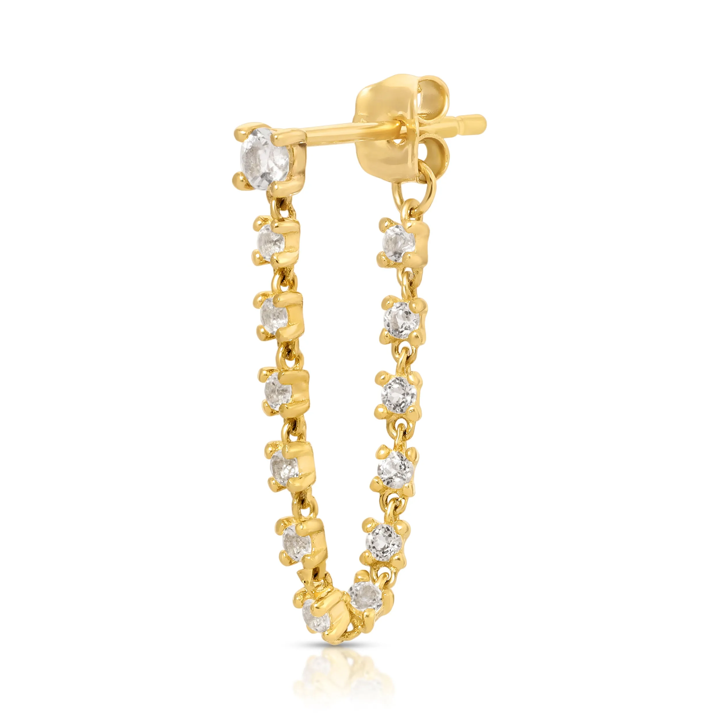 White Topaz Chain Earring