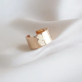 Wide Gold Hammered Ring