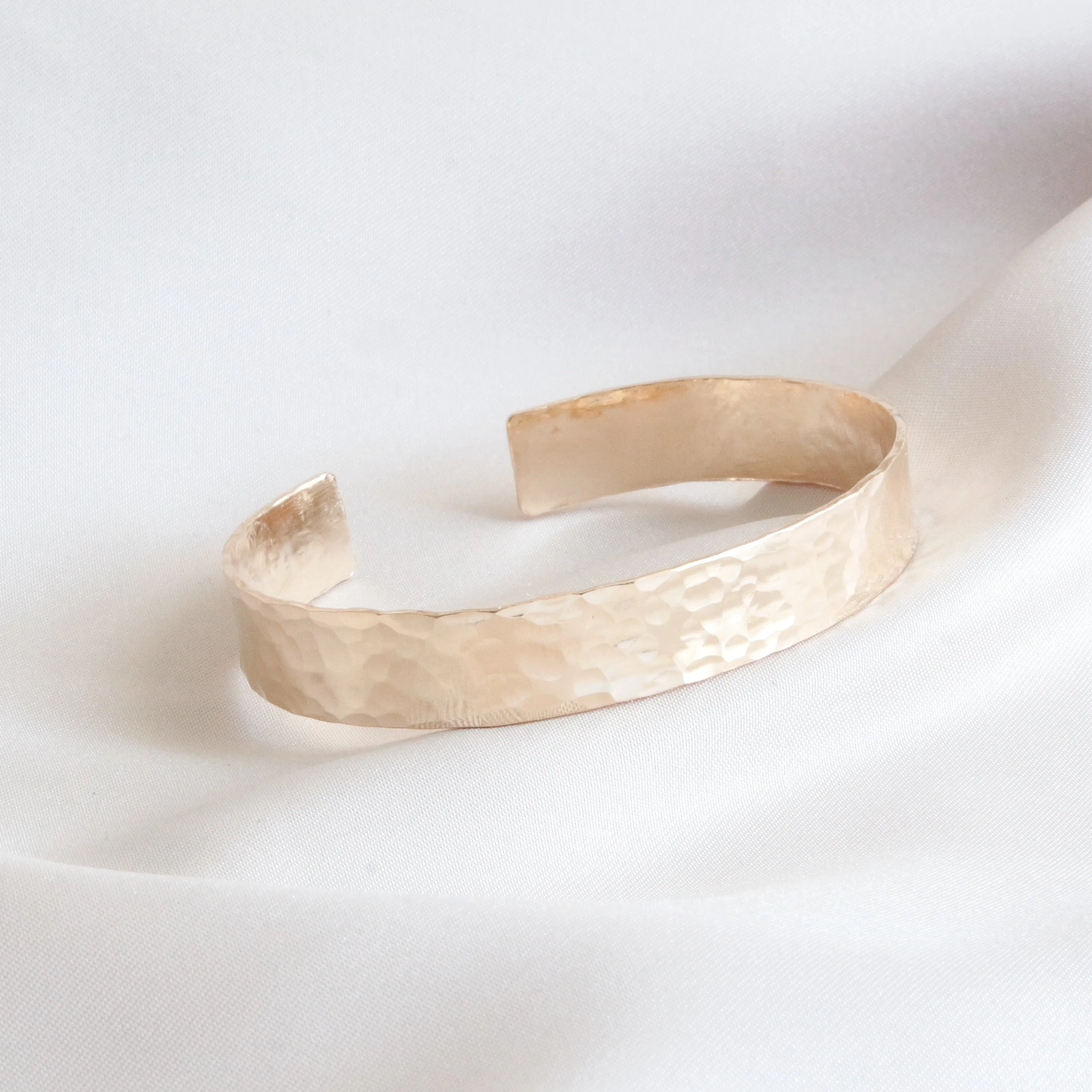 Wide Gold Hammered Ring