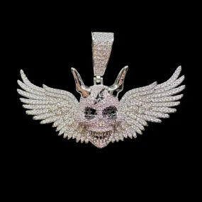 Wing Skull Iced Out Diamond Pendant Necklace