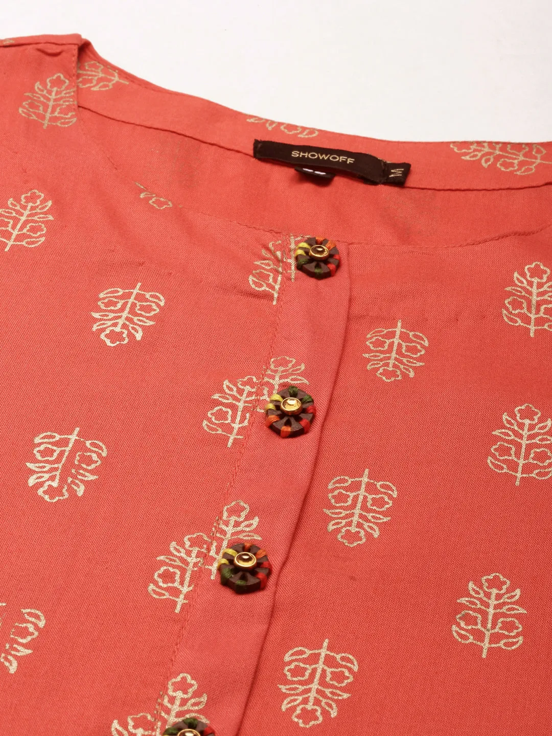 Women Coral Floral Straight Kurta