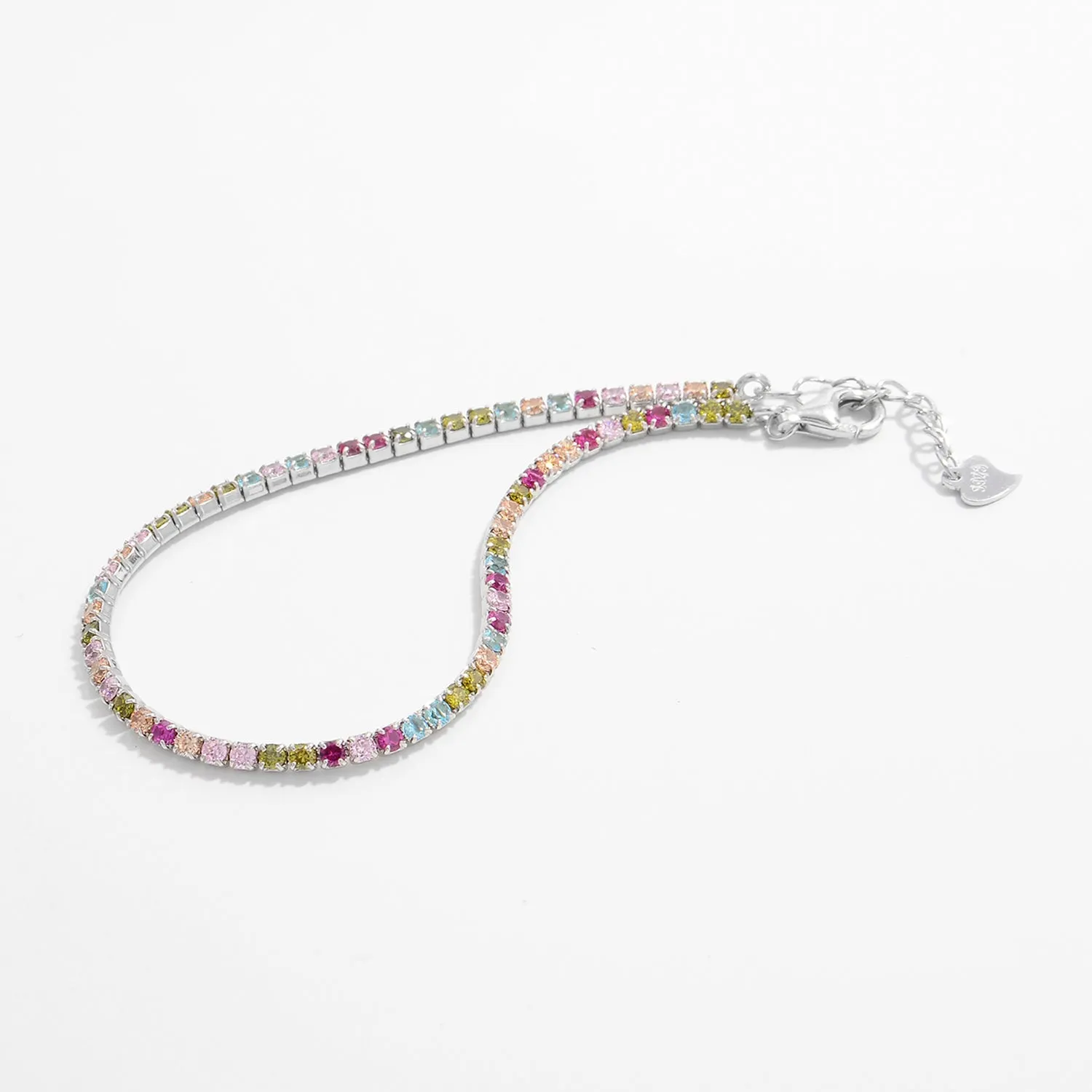 Women's Elegant Zircon Inlaid Silver Bracelet