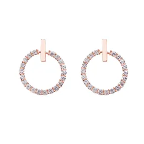 Yellow Chimes Earrings for Women and Girls Rose Gold Crystal Stud Earrings for Women | Rose Gold Plated Circle Studs Earrings | Birthday Gift for girls and women Anniversary Gift for Wife
