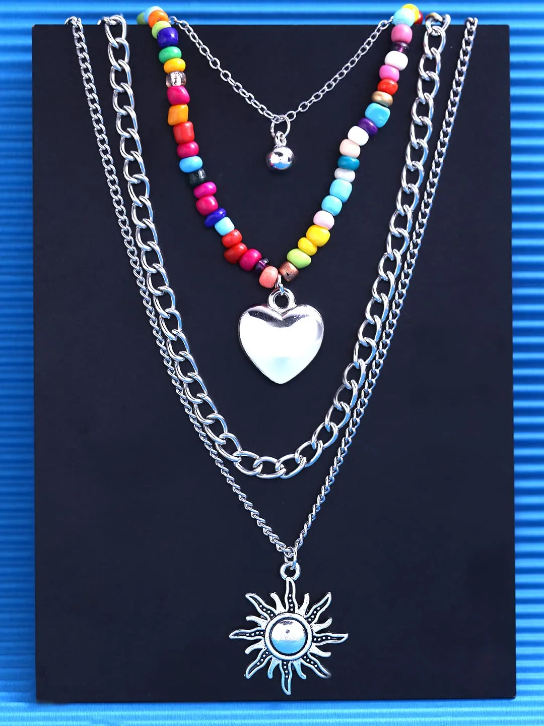 Yellow Chimes Layered Choker Necklace for Women Multi Color Plated Thick Chain Multi Layer Chain Choker Necklace for Girls and Women (NK 8)
