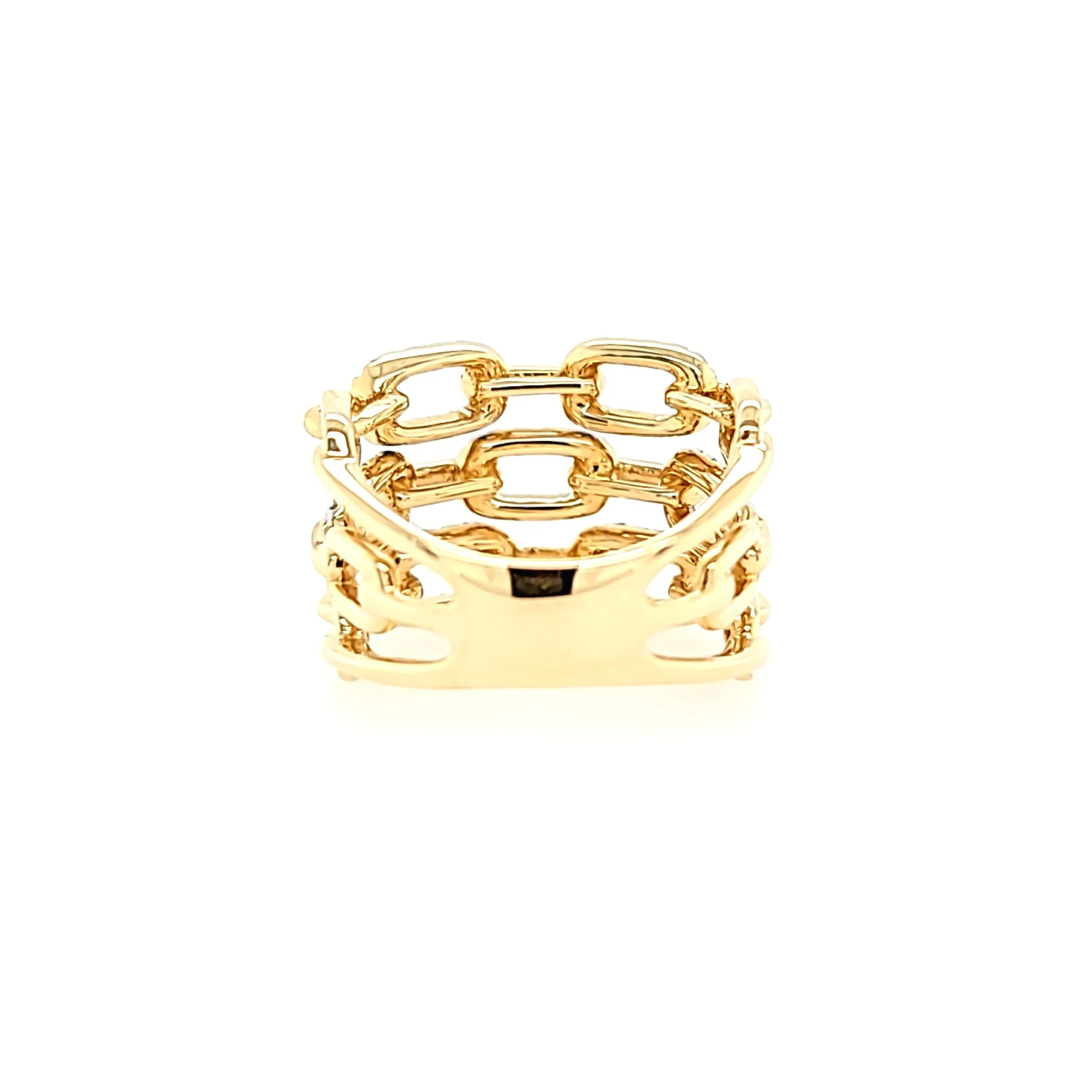 Yellow Gold Triple Chain Diamond Ring (I7206)