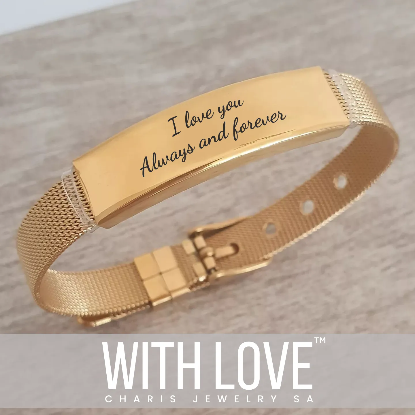 Zannalee Personalized Stainless Steel Bracelet, Adjustable Strap (READY IN 3 DAYS (Copy)