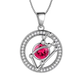 Zodiac Leo Necklace July Birthstone Pendant Jewelry Women Girls Birthday Gift