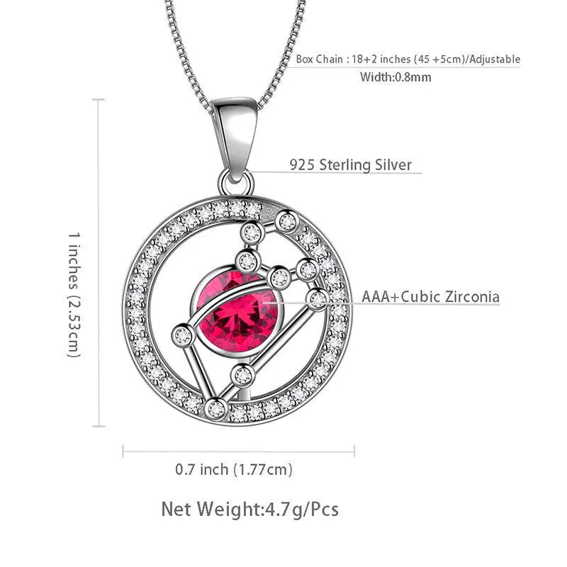 Zodiac Leo Necklace July Birthstone Pendant Jewelry Women Girls Birthday Gift